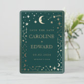 Gouden sterren Maan Hemels QR-code Bewaar de datum Save The Date (Staand voorkant)