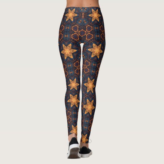 Gouden sterren met blauwe achtergrond leggings (Achterkant)