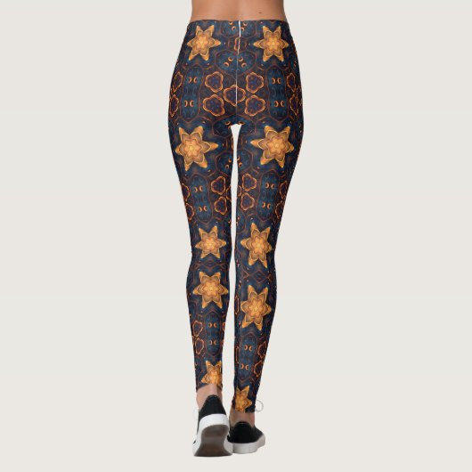 Gouden sterren met blauwe achtergrond leggings (Achterkant)
