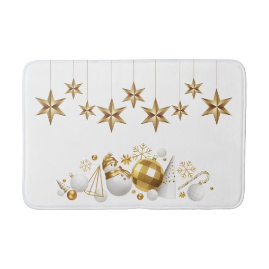 Gouden Sterren met Gouden en Witte Kerstversiering Badmat (Voorkant)