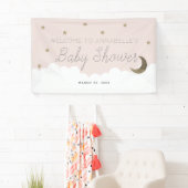 Gouden Sterren & Moon Roze Baby shower Banner (Insitu)