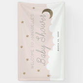Gouden Sterren & Moon Roze Baby shower Banner (Verticaal)
