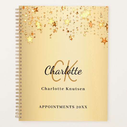 Gouden sterren naam monogram 2026 planner (Voorkant)