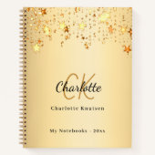 Gouden sterren naam monogram notitieboek (Voorkant)