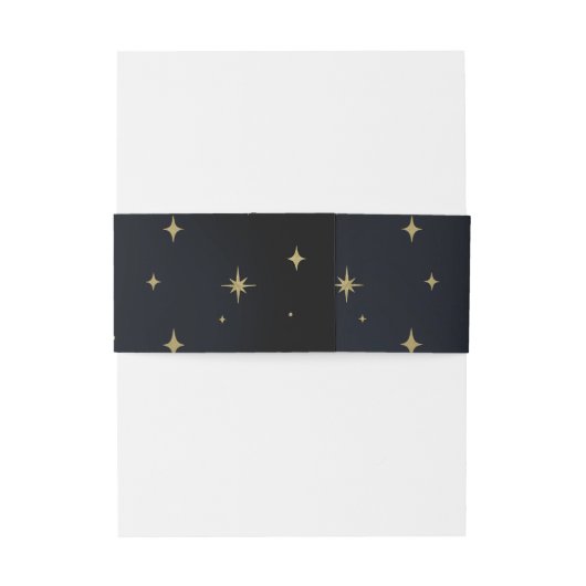 Gouden Sterren Nacht Hemelse Sunburst Maan Huwelij Uitnodigingen Wikkel (Achterkant Voorbeeld)