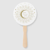 Gouden Sterren Nacht Hemelse Zonneuitbarsting Maan Handwaaier (Achterkant)