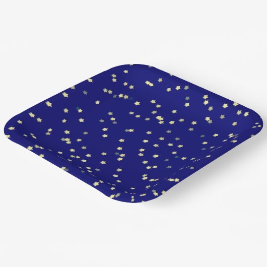 gouden sterren op blauw papieren bordje (Gebogen)