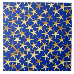gouden sterren op kobalt blauw tegeltje