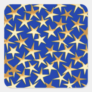 gouden sterren op kobalt blauw vierkante sticker
