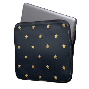 Gouden sterren op middernacht zwart laptop sleeve