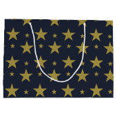 Gouden sterren op Navy Blue - Elegant en tijdloos Groot Cadeauzakje (Achterkant)