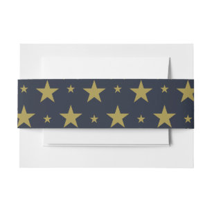 Gouden sterren op Navy Blue - Elegant en tijdloos Uitnodigingen Wikkel
