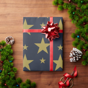 Gouden sterren op Navyblauw – Elegant en Tijdloos Cadeaupapier