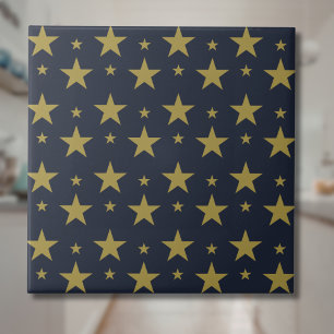 Gouden sterren op Navyblauw – Elegant en Tijdloos Tegeltje