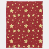 Gouden sterren op rode achtergrond fleece deken (Voorkant)