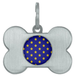 Gouden sterren patroon, marineblauw, exclusief huisdieren naamplaatje