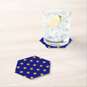 Gouden sterren patroon, marineblauw, exclusief kartonnen onderzetters