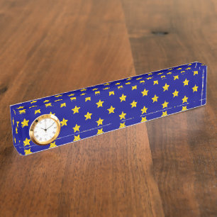 Gouden sterren patroon, marineblauw, exclusief naambordje