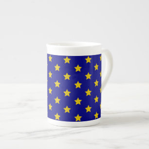 Gouden sterren patroon, marineblauw, exclusief porselein kop