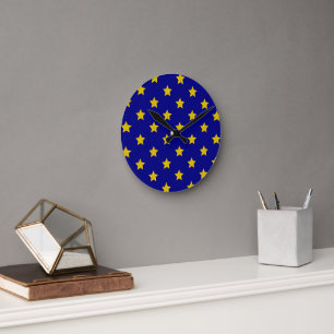 Gouden sterren patroon, marineblauw, exclusief ronde klok
