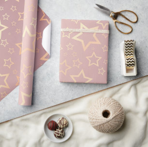 gouden sterren roze inpakpapier