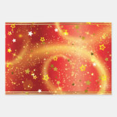 Gouden Sterren Sparkles en Licht op Rood Inpakpapier Vel (Voorkant 2)