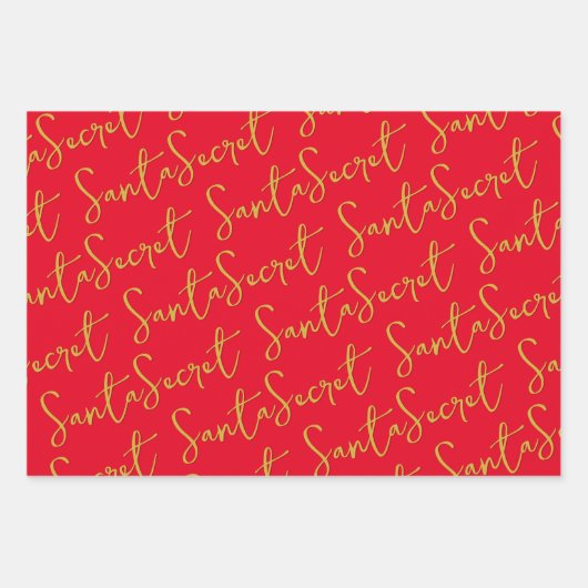 Gouden Sterren & Sparkles Gepersonaliseerd Rood Inpakpapier Vel (Voorkant 3)