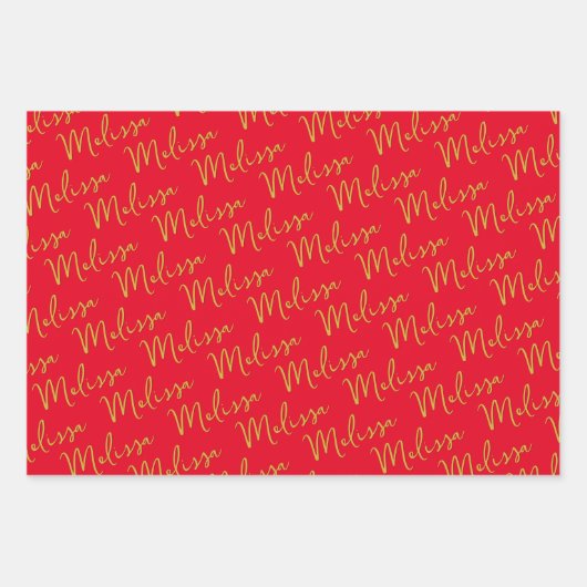 Gouden Sterren & Sparkles Gepersonaliseerd Rood Inpakpapier Vel (Voorkant 2)