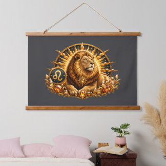 Gouden sterrenbeeld Leeuw met edelstenen Hangend Wandkleed