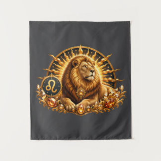Gouden sterrenbeeld Leeuw met edelstenen Wandkleed