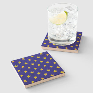 Gouden sterrenpatroon, marineblauw, exclusief stenen onderzetter