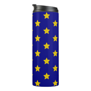 Gouden sterrenpatroon, marineblauw, exclusief thermosbeker