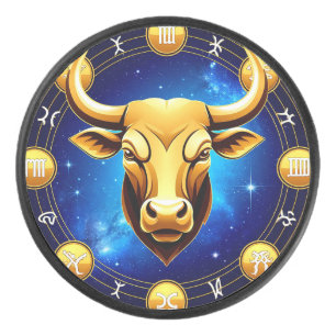 ♉ Gouden Stier Kosmische Cirkel Hockeypuck Cadeau Hockey Puck