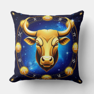 Gouden Stier Stier In Kosmische Dierenriem Cirkel Kussen