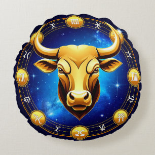 Gouden Stier Stier In Kosmische Dierenriem Cirkel Rond Kussen