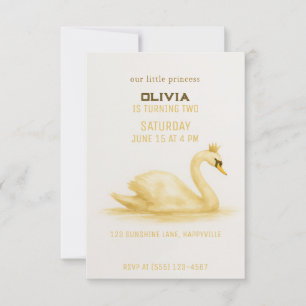 gouden stijlvolle Sweet Swan Princess verjaardagsu Kaart
