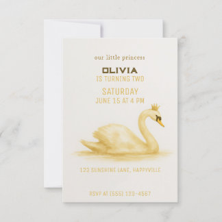 gouden stijlvolle Sweet Swan Princess verjaardagsu Kaart