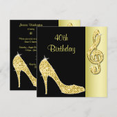 Gouden Stiletto & Treble Cleft 40e verjaardag Kaart (Voorkant / Achterkant)