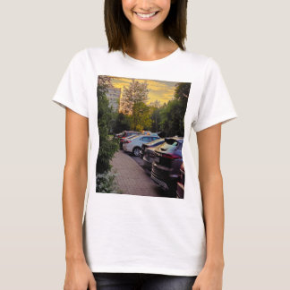 Gouden Stilt Zonsondergang T-shirt – Aanpasbaar