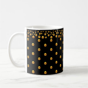 Gouden Stip Confetti op Zwart Koffiemok