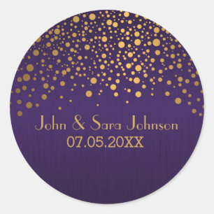 Gouden Stippen en Paarse personaliseren Ronde Sticker