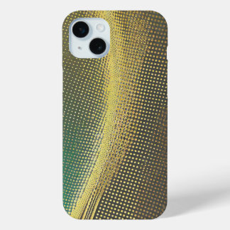 Gouden stippen op grijs en groen iPhone 15 mini hoesje