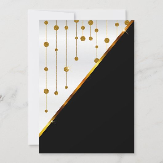 Gouden Stippen, zwart-wit bruidsuitnodiging Kaart (Achterkant)