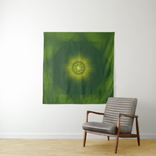 Gouden Stof Bloei - Botanische Fractal Wandkleed