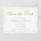 Gouden Stof Confetti Bewaar de Datum Aankondigingskaart (Voorkant)