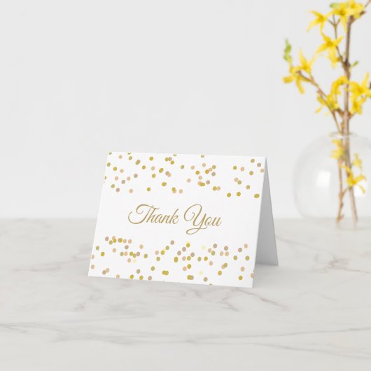 Gouden Stof Confetti Elegant Script Bedankt Kaart (Gele Bloem)