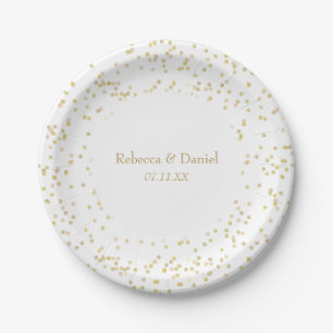 Gouden Stof Confetti Papieren Bordje