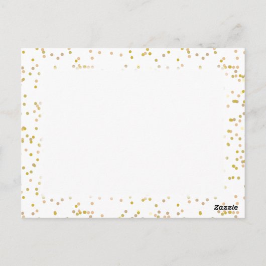 Gouden Stof Confetti Save the Date Briefkaart (Achterkant)
