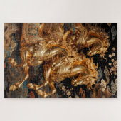 Gouden Storm Paarden in de Nachtelijke Hemel Legpuzzel (Horizontaal)