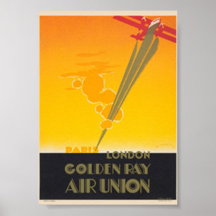 Gouden Straal Air Union Frankrijk Vintage Poster 1